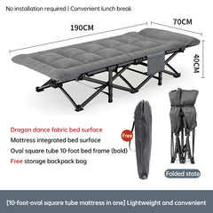 Outdoor camping bed, foldable beach bed, single garden siesta bed, with storage bag, lightweight.
