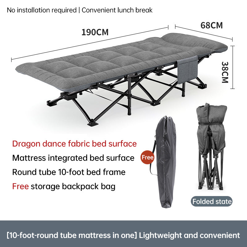 Outdoor camping bed, foldable beach bed, single garden siesta bed, with storage bag, lightweight.